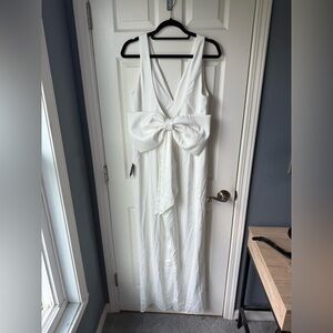 Lulu's White Sleeveless Plunge Sundress for Weddings